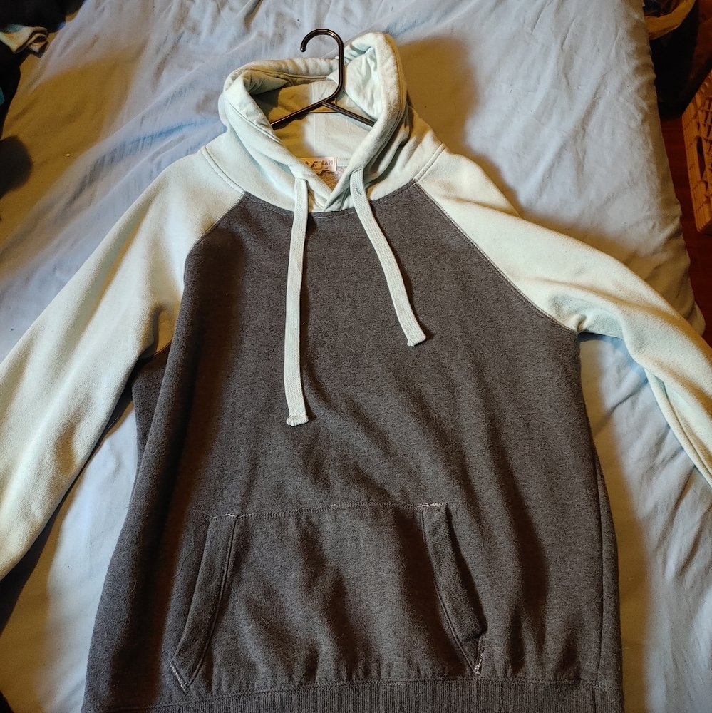 Green and grey pullover hoodie
